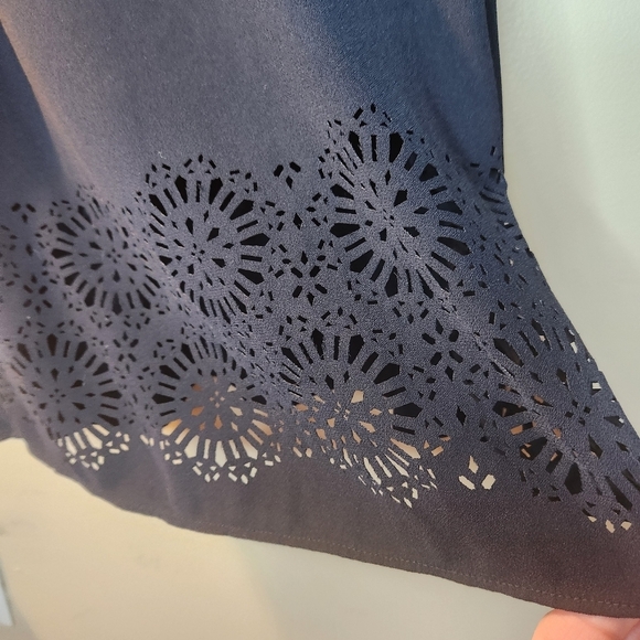 Banana Republic Petite Small Navy Shell Blouse Strappy Tank with Cut-out Detail - Picture 3 of 9